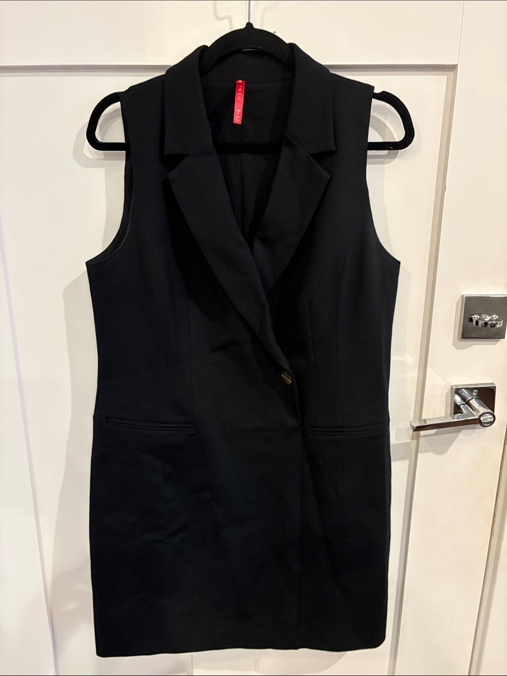 SPANX Black Sleeveless Midi Blazer Dress